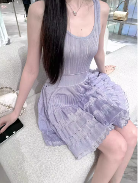 Six Colors High-end 2024New Short Dress Women's Summer French Style Exquisite Design Sense Niche Sleeveless Vest Stitching Dress