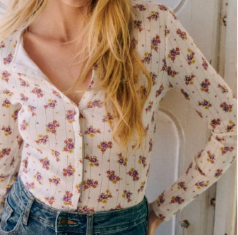 Rowling Mirror Classic Floral Graphic Print Women T-shirt Retro Round Neck Long Sleeve Sleeved Cardigan Tees Female