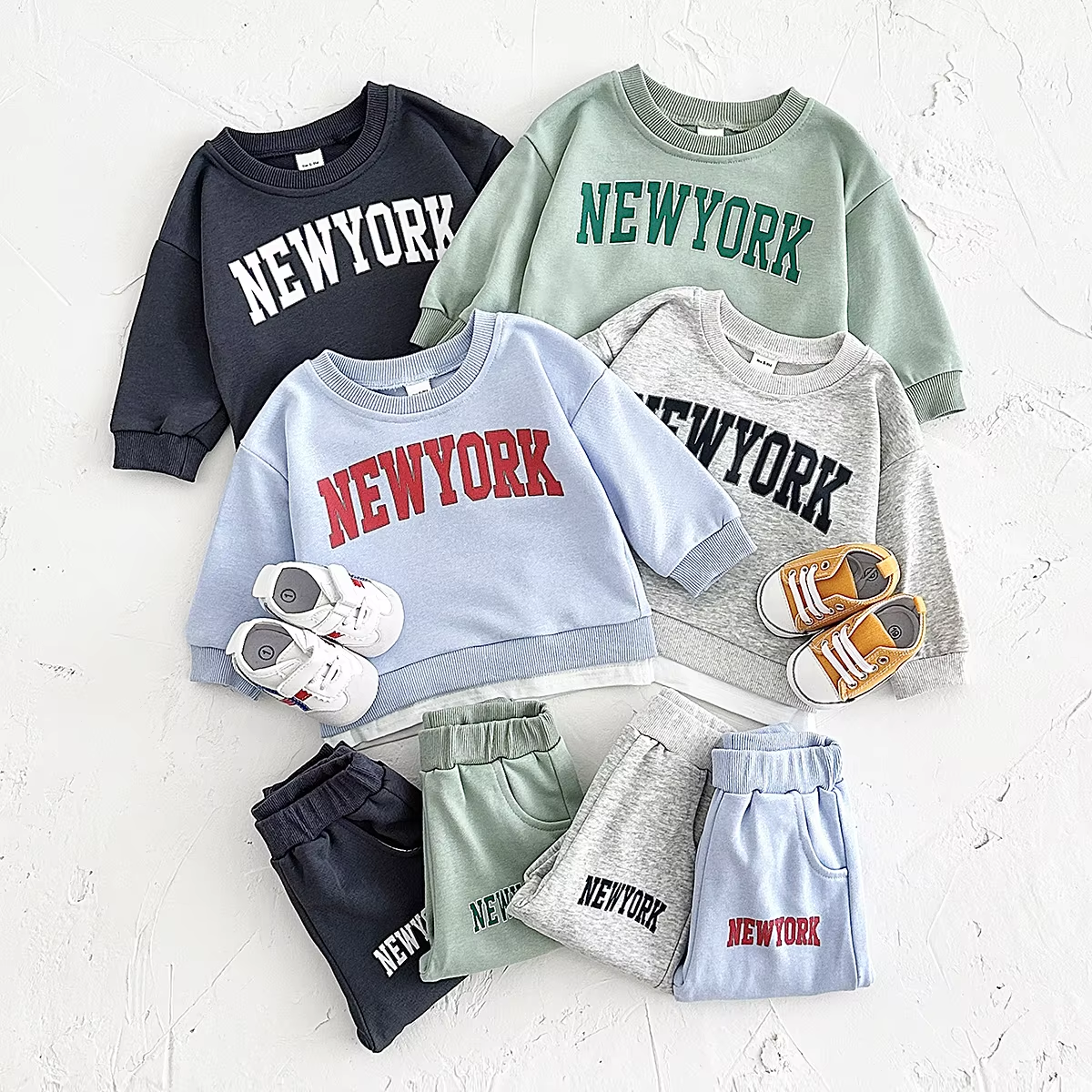 Spring Baby Boys Clothing 2Pcs Cotton Infant Clothes Sets NewYork Tracksuit Long Sleeve Top+Pants Infant Outfit 0-3 Years Kids
