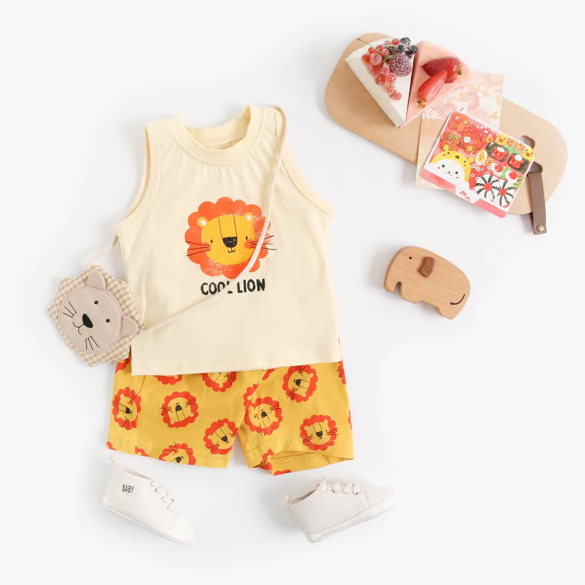 Sanlutoz Baby Boys Girls Clothing Set Cotton Toddler Summer Tops + Shorts Cute Animal 2Pcs